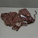 MakeMeChic Women's 3 Piece Zebra Cheetah Bikini Sets Polka Dots Strapless Bathing Suit with Swimsuit Coverup (Brown, S)