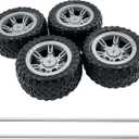 4PCS Toy Car Wheel 60mm Model Car Rubber Tire Wheel with Metal Shaft Axles for RC Car Truck DIY Model Toy Building Project (3x60mm