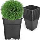 10-Pack 1 Gallon Square Planter Nursery Pots, Flower Plant Container Injection Molded Plastic Nursery Pots Gardening for Indoor Outdoor Vegetables, Succulents, Black