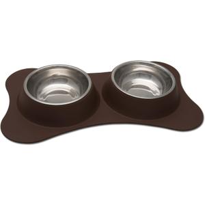 Loving Pets Bone Shaped Flex Diner for Dogs, Chocolate, Small