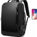 BOPai Business Smart 15.6 Inch Laptop Backpack Convertible Expandable Anti-Theft USB Charging Multi-Functional Travel Professional Work Office Men Commuter Large Black With Bottle Holder Waterproof