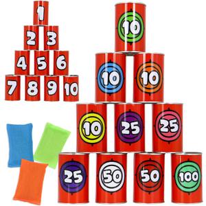 JOYIN 13 Pcs Carnival Party Bean Bag Toss Game, Sturdy Knockdown Can, Birthday Easter Party, Family, Best Outdoor and Indoor Games, Easter Egg Hunt for Classroom Gifts (Number Style)