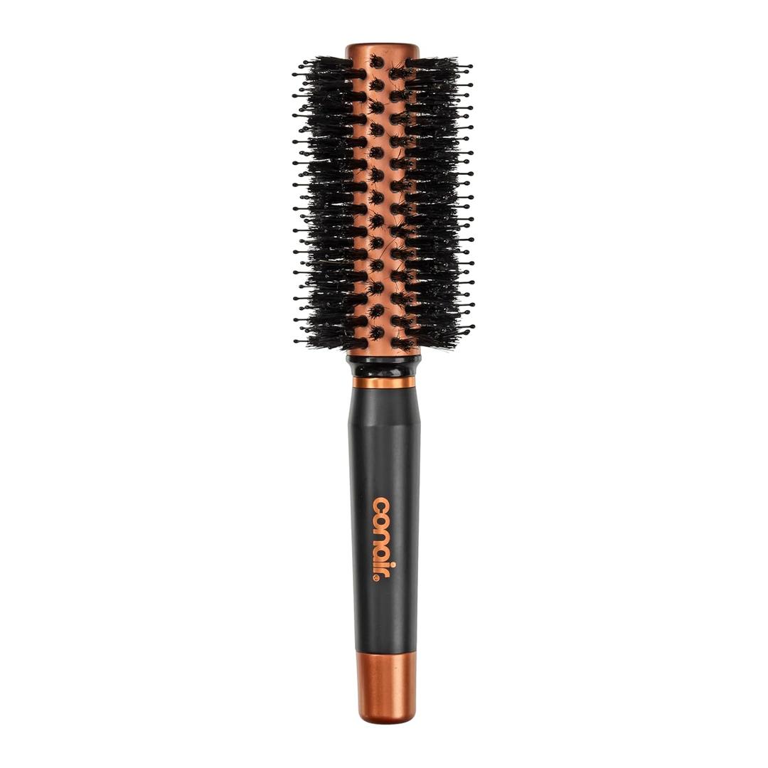 Conair Quick Dry Copper Round Hair Brush for Blow Drying, Blow Out Styler Hairbrush for Voluminous Looks, Nylon & Boar Bristles Help Dry & Style Hair Fast Without Snagging or Pulling, Handle