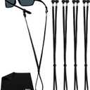 SIGONNA Eye Glasses String Holder Straps - Sports Sunglasses Strap for Men Women - Eyeglass Holders Around Neck - Glasses Retainer Cord Chains Lanyards - 4 Cords (Black) (28 inches)