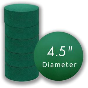 FLOFARE Pack of 6 Round Floral Foam Blocks for Fresh and Artificial Flowers, Each (4.5" X 1.5"), Dry & Wet Green Flower Foam for Flower Arrangements & Florist Supplies