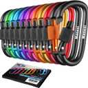 10 Pack Aluminum D Ring Key Rings Clips Locking Carabiner for Camping Fishing and Outdoor UseClips with Screw Gate Multicolored