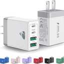 [2-Pack] USB C Wall Charger, 40W Fast USB C Charger Block, 4-Port PD Power Adapter + QC Wall Plug Multiport Type C Charging Block Cube Compatible with iPhone 16 15 14 13 12 11 Pro Max XR XS 8, Samsung