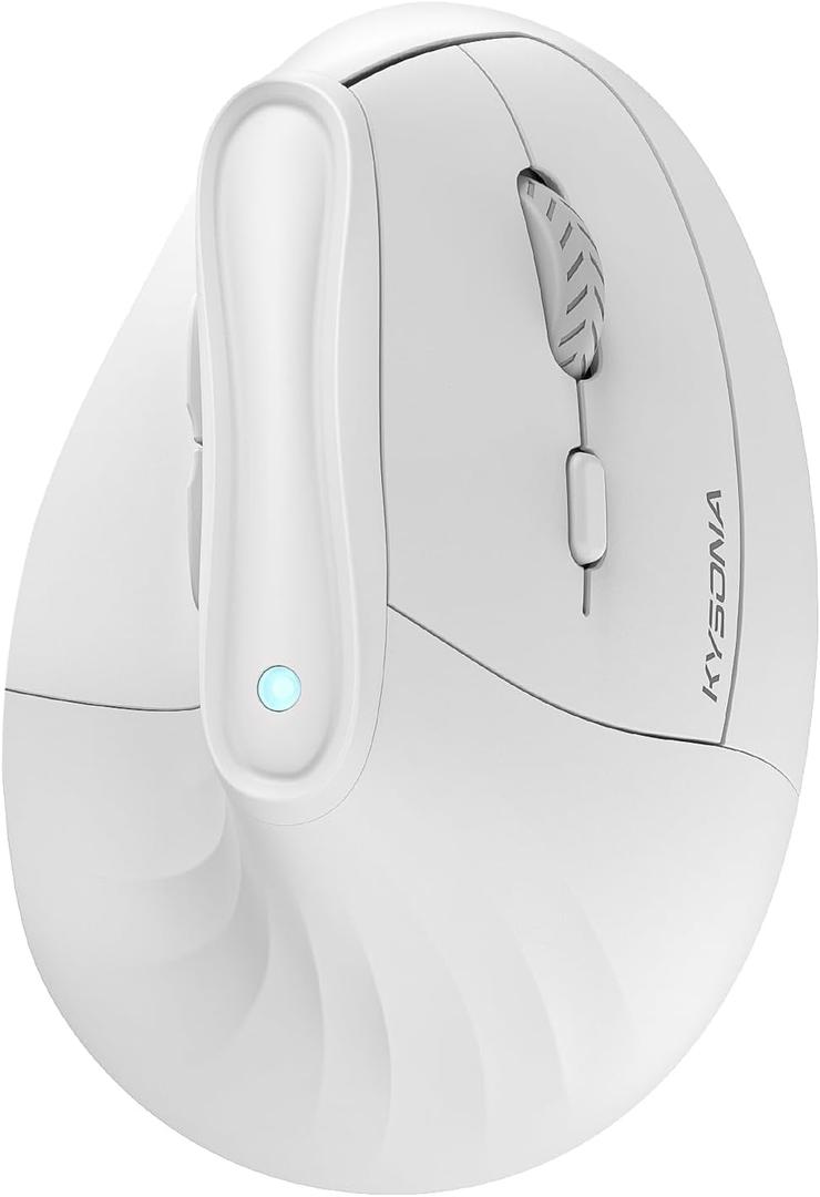 57 Ergonomic Wireless Tower Mouse, Vertical Quiet Ergo Mouse, Bluetooth(BT5.0,BT3.0)&2.4G, (800/1200/2400/2400/4000), 5 Buttons for Windows, macOS, iPadOS, Laptop, PC,White