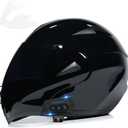 Motorcycle Bluetooth Modular Helmet, DOT Approved Dual Visor Full Face Flip up Bluetooth Integrated Motorcycle Helmets for Adults Men Women (X-Large, Gloss Black)