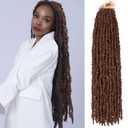 ZRQ 6 Packs Butterfly Locs Crochet Hair Extensions 30 Inch Brown Distressed Faux Locs Handmade Soft Locs Pre looped Boho Goddess Locs Natural Messy Goddess Soft Loc 30#