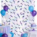 3 x Purple Demon Birthday Hunters Party Decor Supplies 9.9x6.6 Ft Demon Foil Fringe Curtains Holographic Laser Tinsel Streamers Backdrop for Demon Birthday Hunters Movie Theme Decor