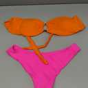 ZAFUL Women's Bandeau Bikini O Ring Strapless Tie Back High Cut Two Piece Swimsuit Bathing Suits, Size:M