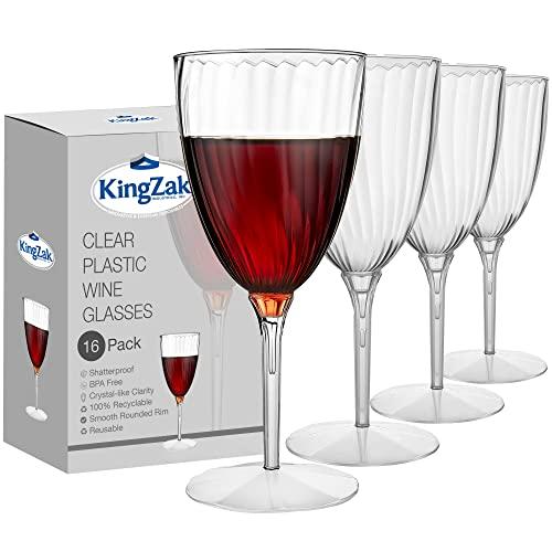 Lillian Tablesettings Premium 16 Count Wine Glasses 8 oz. Clear Hard Plastic 1-Piece Disposable Cups