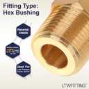 2 x LTWFITTING Brass Pipe Hex Bushing Reducer Fittings 3/8 Inch Male x 1/8 Inch Female NPT Fuel(Pack of 5)