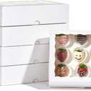 24PCS 10 x 7 x 2.5 inches Elegant White Cookie Boxes, Strawberry Boxes with Clear Window,Paper Gift Box