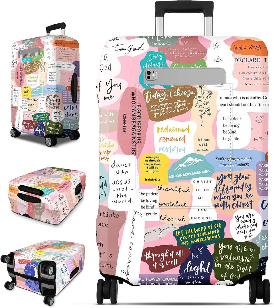 Slohif Luggage Cover for Suitcase Tsa Approved Protector - Luggage Sleeve Large Suit Case Cover Travel Stretch Baggage Case Protective Washable Fit 18-32 Inch Motivational L