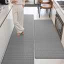 Color&Geometry Wide Kitchen Floor Mat 24x59+24x87 Anti Fatigue 2PCs, Grey | Water&Oil Proof, Anti Slip, For Comfort Standing In Office/Kitchen/Laundry Room, Ideal For Busy Homes/Large Kitchen