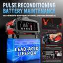 25Amp Car Battery Charger, Maintainer, 12V/24V LiFePO4 Lead Acid (AGM/Gel/SLA) Smart Trickle Charger, Engine Start Booster Mode, Battery Desulfator Repair Charger for Automotive Truck Motorcycle Boat