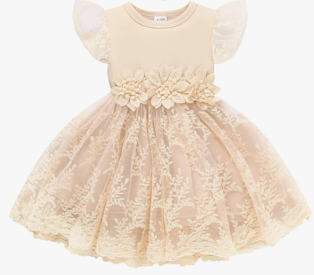 Toddler Girls Summer Tulle Dress with Ruffles Sleeveless Casual Floral Baby Dress, Size: 6-12 Months