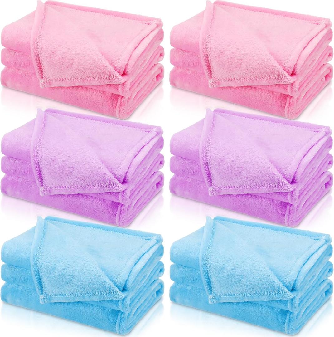 6 Pcs Fleece Sleepover Blanket for Girl Galentines Party Soft Fuzzy Throw Blanket Bulk Warm Flannel Mattress for Pajamas Teepee Spa Movie Night(Fresh Color,40 x 60 Inch)