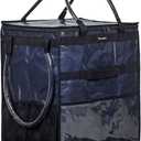 Reusable Grocery Bag On Wheels Large Capacity Shopping Trolley Foldable Rolling Tote with Outside Pocket, Heavy Duty Handle (Blue, Medium)