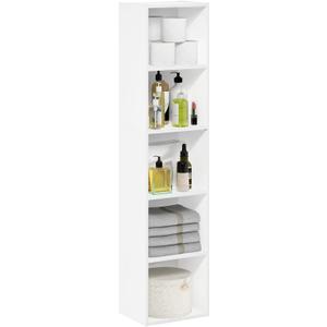 Furinno PASIR Book Shelf, 5-Tier Modern Bookshelf, Open Shelves Bookcase 9 x 12 x 52, Easy Assembly, for Living Room, Bedroom, Home Office, White, 5-tier Cube