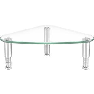 Hemudu Clear Glass Computer Monitor Riser / Triangle Desktop Universal Corner Stand for Computer Monitor & Laptop HD01T-003