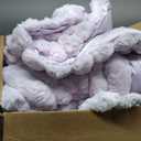 HKMR 2 Pieces Fluffy Faux Rabbit Fur Comforter Set Twin Size, Plush Fuzzy Bedding Set, Stripes Design Warm Soft Comforter Bedding Set for All Season, Lavender, 66"x 90"