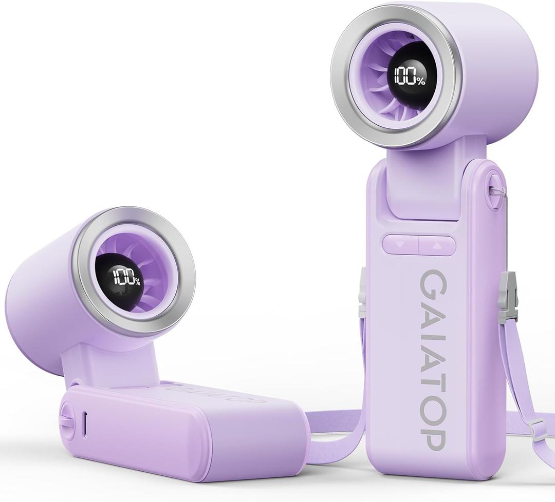 Gaiatop Portable Handheld Turbo Fan, 21 Hrs Cooling, 180 Foldable 4-in-1 Hand Held Fans, 6-Speed (1-100) Personal Mini Handheld Fans, Small Portable Fan for Travel Working Outdoor, Women Gifts Purple