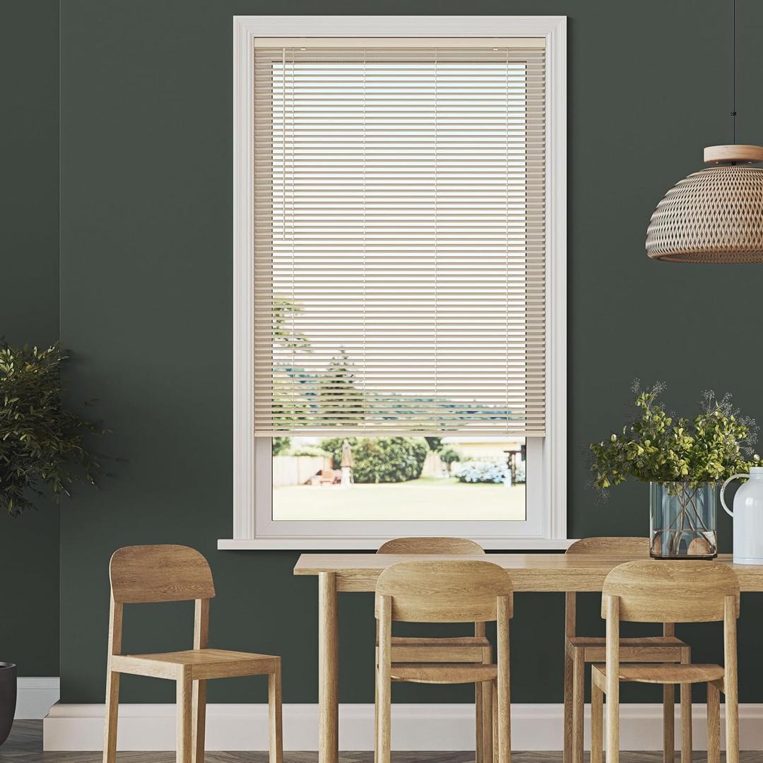 Cordless Room Darkening Mini Blinds for Indoor Windows - 18" W x 36" L - Alabaster, Over 1,400 Custom Sizes Starting at 9.97, 1" Vinyl Slats, Horizontal Window Blinds by Lumino