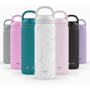 Ello Cooper Twist 22oz Stainless Steel Water Bottle with Chug Lid | Leak Proof Double Walled and Vacuum Insulated | Fits Car Cupholder | Built in Carry Loop | Dishwasher Safe | White Marble