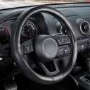 SEG Direct Car Steering Wheel Cover Universal Standard-Size 14 1/2"-15" Leather with Carbon Fiber Pattern Black