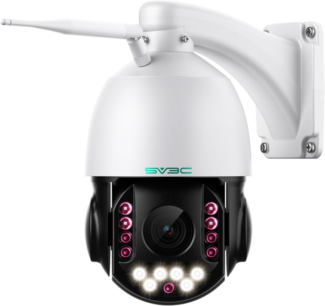 SV3C 4K 36X Zoom PTZ Camera Outdoor, 8MP Dual Band WiFi Security IP Cameras with Floodlight Color Night Vision, Humanoid Vehicle Detection, Auto Tracking,2-way Audio, ONVIF, RTSP, Cloud&SD Card Storage