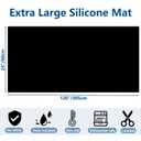 120''x24''(305cmx60cm) Largest Silicone Mats for Kitchen Counter, Waterproof Heat Resistant Countertop Protector, Non-Slip Silicone Craft Mat for Kitchen Island, Black