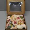 MISSPIN Artificial Flowers DIY Box Set Fake Roses Bouquet Bridal Wedding Flowers Colorful Centerpiece Table Decorations Boho Faux Floral with Stems Arrangements for Cake Home Party Indoor Outdoor (Champagne)