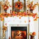 Fall Garland Maple Leaf Garland, 6 Ft/Piece, 3 Piece, Artificial Maple Leaves Hanging Vine, Thanksgiving Decor (3)