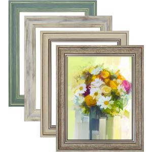 LUCKYLIFE 8x10 Picture Frame Set of 4, Rustic Farmhouse Picture Frames for Table or Wall Hanging