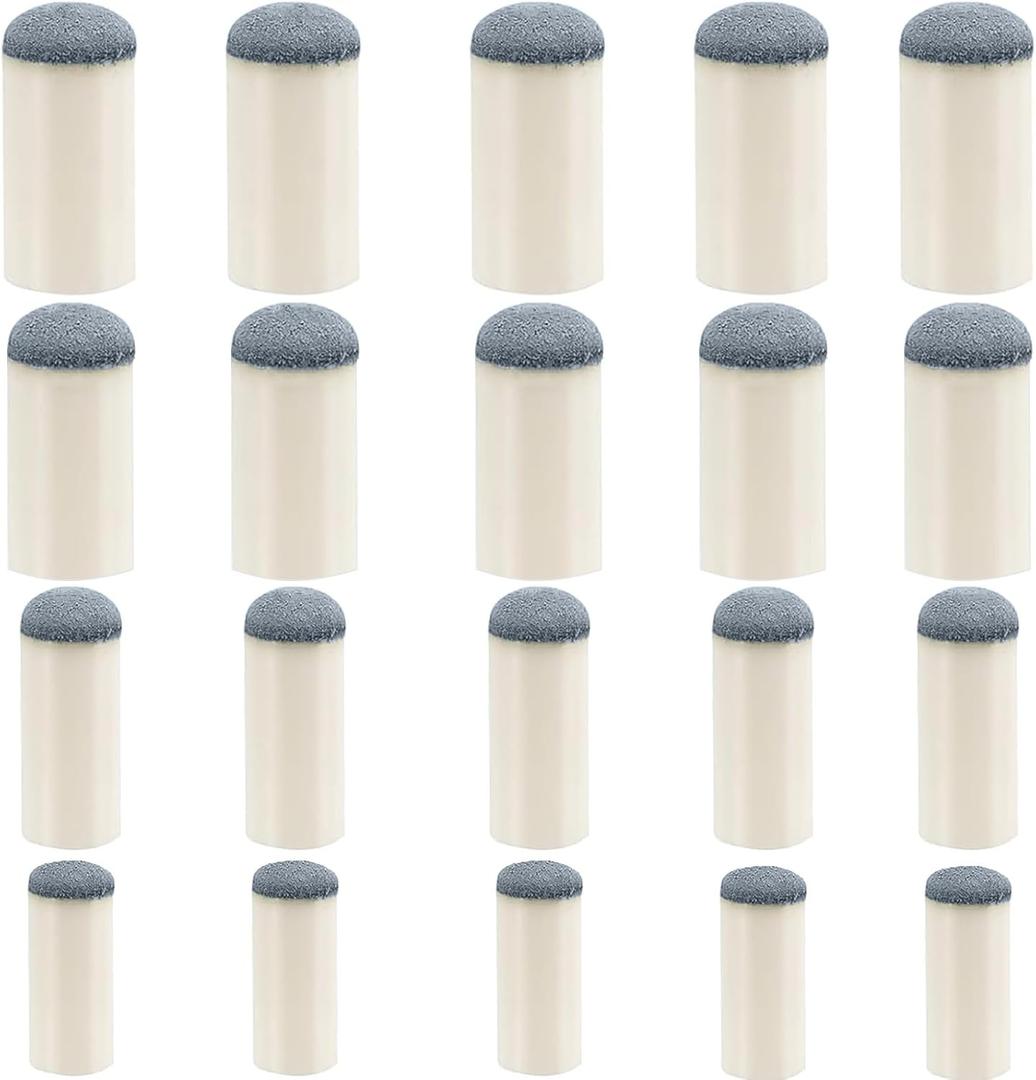 20pcs Slip On Pool Cue Tips, 4 Sizes Pool Queue Stick Tips Replacement Kit, Billiard Cue Sticks Tips Pool Cue Repair Kit Pool Table Accessories (9mm/ 10mm/ 12mm/ 13mm, Each Size 5pcs)