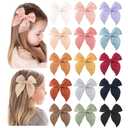 Niceye Fable Girls Hair Bows Cotton Linen Alligator Hair Clips or Little Girls Toddlers Kids Neutral Handmade Hair Accessories - 4.5 bow (Purple Taro)