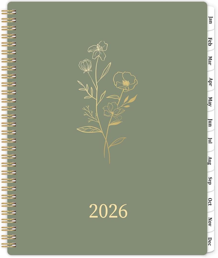 Planner 2026-2026 Planner Weekly and Monthly with Tabs, 9’’ × 11’’, Jan 2026 - Dec 2026, Hardcover, 12 Monthly Tabs, Premium Paper, Twin-wire Binding, Inner Pocket