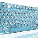 TK950 104 Keys Aesthetic Typewriter Keyboards with White Backlit, Typewriter Keyboard Wireless Mechanical Keyboard, Blue Switch, Anti-Ghosting Bluetooth/2.4GHz/Wired Keyboards-Blue