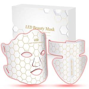 Yahi LED Face Mask Light Therapy, Red Light Therapy for Face, 175 High-Density Light Beads, 7-1 Colors LED Facial Skin Care Mask, White