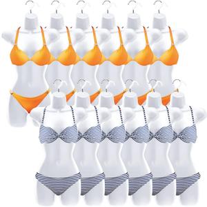 12 Pcs Hanging Mannequin Body Torso Female Women Dress Form with Hanger Hook Hip Long Hollow Back Mannequin Torso Thickened Plastic Shirt Display White (31.1 x 16.1 Inch)