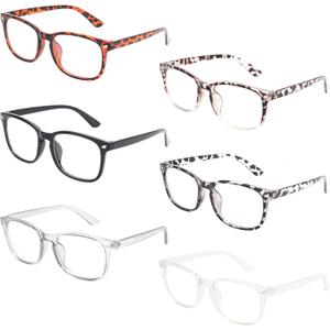 MIGSIR 6 Pack Blue Light Blocking Glasses for Computer Gaming, Fashion Fake Anti Eye Strain Eyeglasses for Women Men (6 Pack Mix-02)