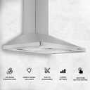 Wall Mount Range Hood 30 inch with Ducted/Ductless Convertible Duct, Stainless Steel Chimney-Style Over Stove Vent Hood with LED Light, 3 Speed Exhaust Fan, 450 CFM
