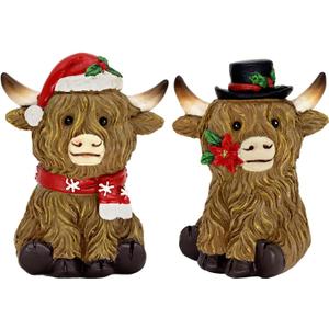 CRCZK Highland Cow Winter Decor, Winter Decorations Indoor/Outdoor, Farmhouse Table Centerpieces Decorations, Highland Cow Decor Winter Gifts