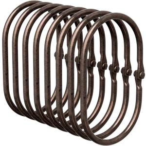 Bathway Shower Curtain Rings, Shower Curtain Hooks Bronze Curtain Rings 12 Pcs Anti-Drop Shower Rings for Curtain, Metal Shower Curtain Rings Rust Proof, Shower Hooks for Shower Curtain Rod