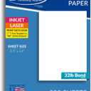 500 Sheets Legal Size 32lb Paper - 8.5 x 14 White Printer Paper - 98 Bright -120 gsm Bond Premium Legal Document - Laser & Inkjet Compatible - Made in USA