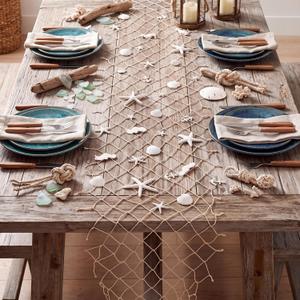 Lemonroad 2 Pcs Fish Net Table Runner White 13 x 72 Inch