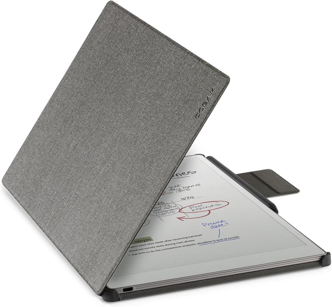 CoBak Case for Remarkable Paper Pro, Magnetic Cover with Corner Protector and Pen Holder Strap, Auto Sleep/Wake Folio Only for Remarkable Paper Pro Color Tablet 11.8" 2024 Release - Fabric Gray